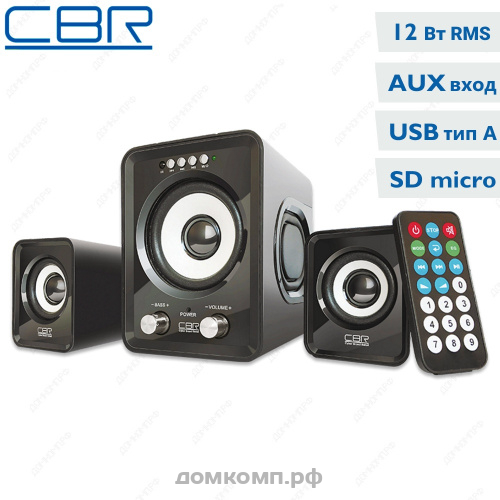 Колонки 2.1 CBR CMS 725 5Вт+3Втх2 [USB. microSD, 3.5mm AUX IN,FM-радио, ПДУ]
